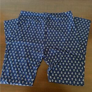 NWOT LulaRoe 4th of July Women’s Leggings Blue with white anchors - TC (12-18)